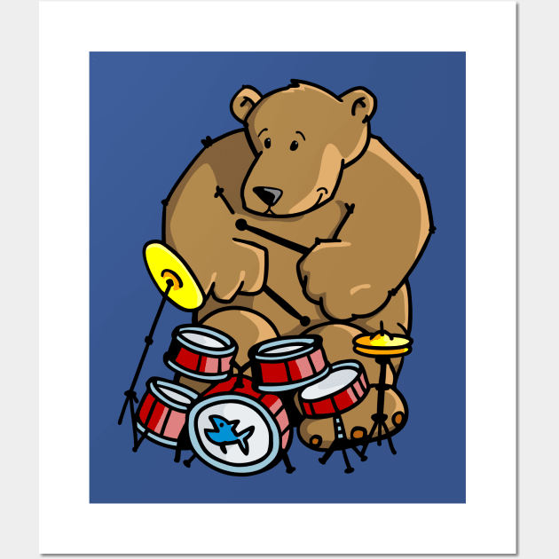 Groovy Drummer Bear Wall Art by schlag.art